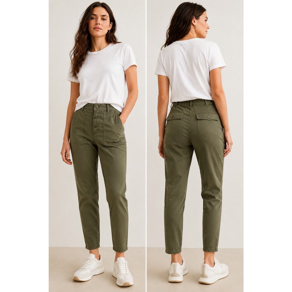 American Eagle Olive Utility Pants Button Fly Tapered Size 6 NEW Gorpcore